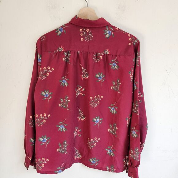 Vintage 1960s Hooper Associates Ltd. Floral Red Blouse Made in British Hong Kong - Picture 4 of 7